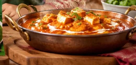 Paneer butter masala in a copper kadai